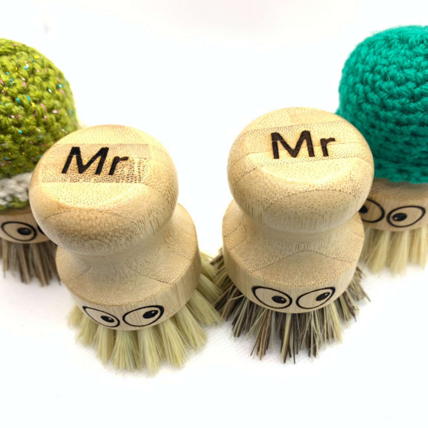 Personalised Pot Scrubbers | Customised Natural Bamboo and Plant Based Kitchen Scrubbing Brushes