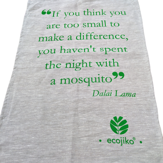 linen tea towel with Dalai Lama quote