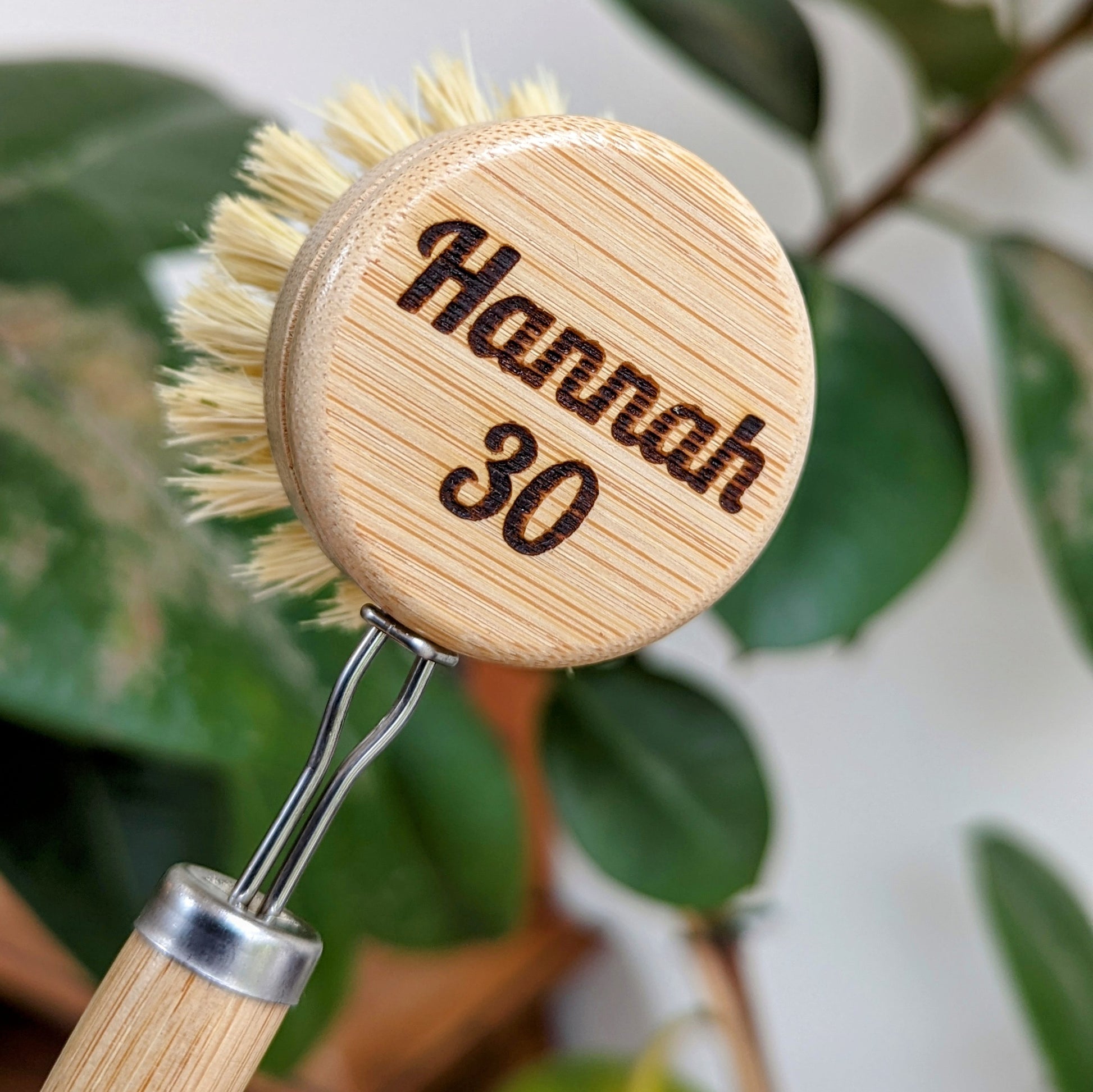 personalised eco friendly wood dish brush gift set
