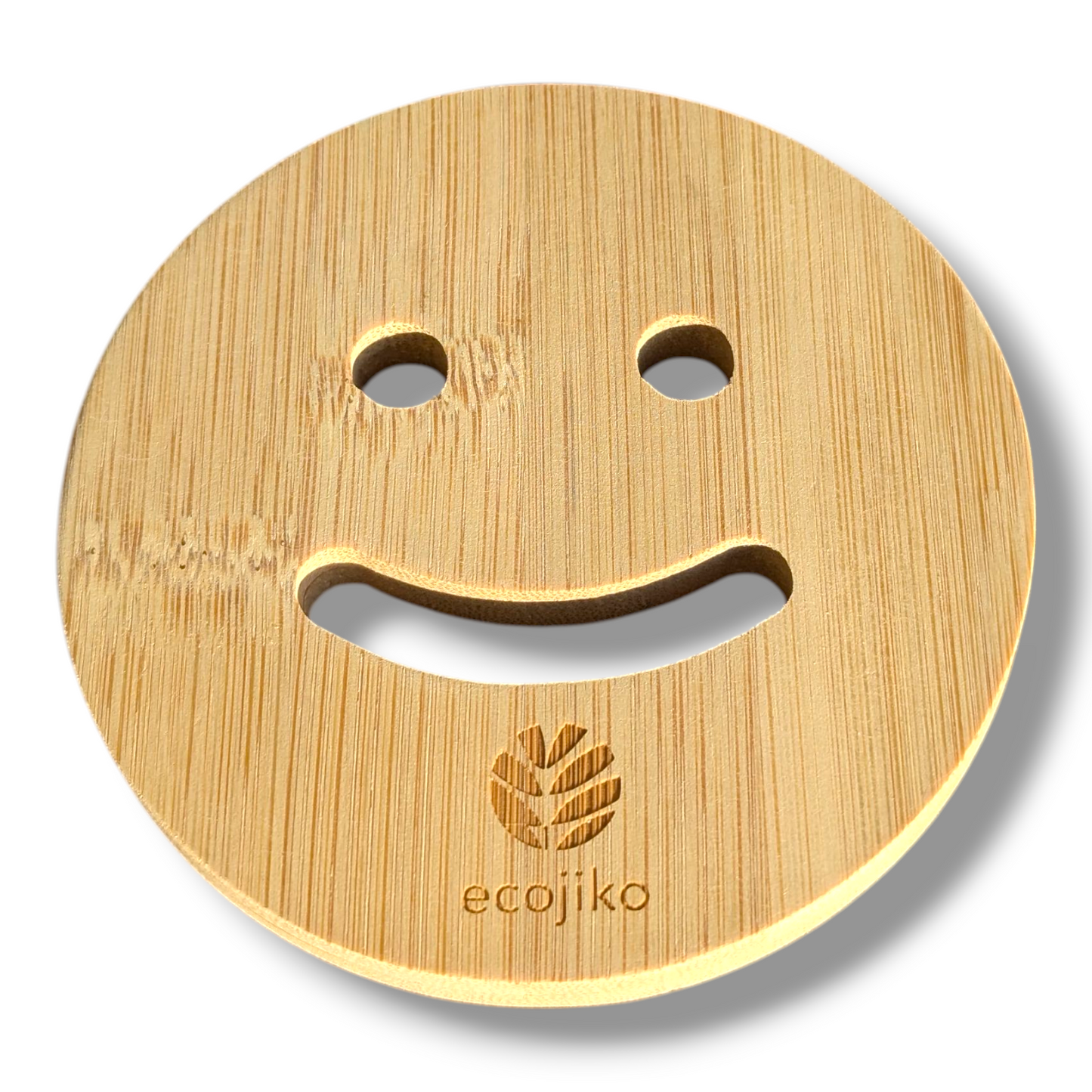 Bamboo Personalised Coaster with Name Engraving, Custom Smiley Face Design Coasters