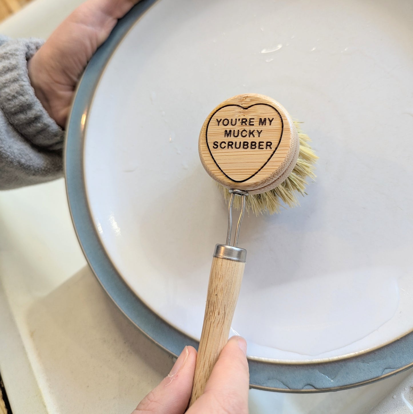 Valentine's Dish Brush with Replaceable Head | Natural Washing Up Brush