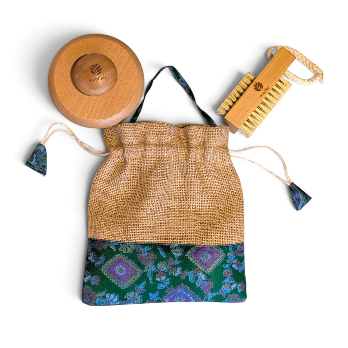 Sustainable Bathroom Gift Set - Body Brush, Nail Brush, Gift Bag