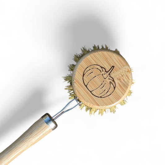 Pumpkin Design Dish Brush, Wooden Dish Brush with Replaceable Head