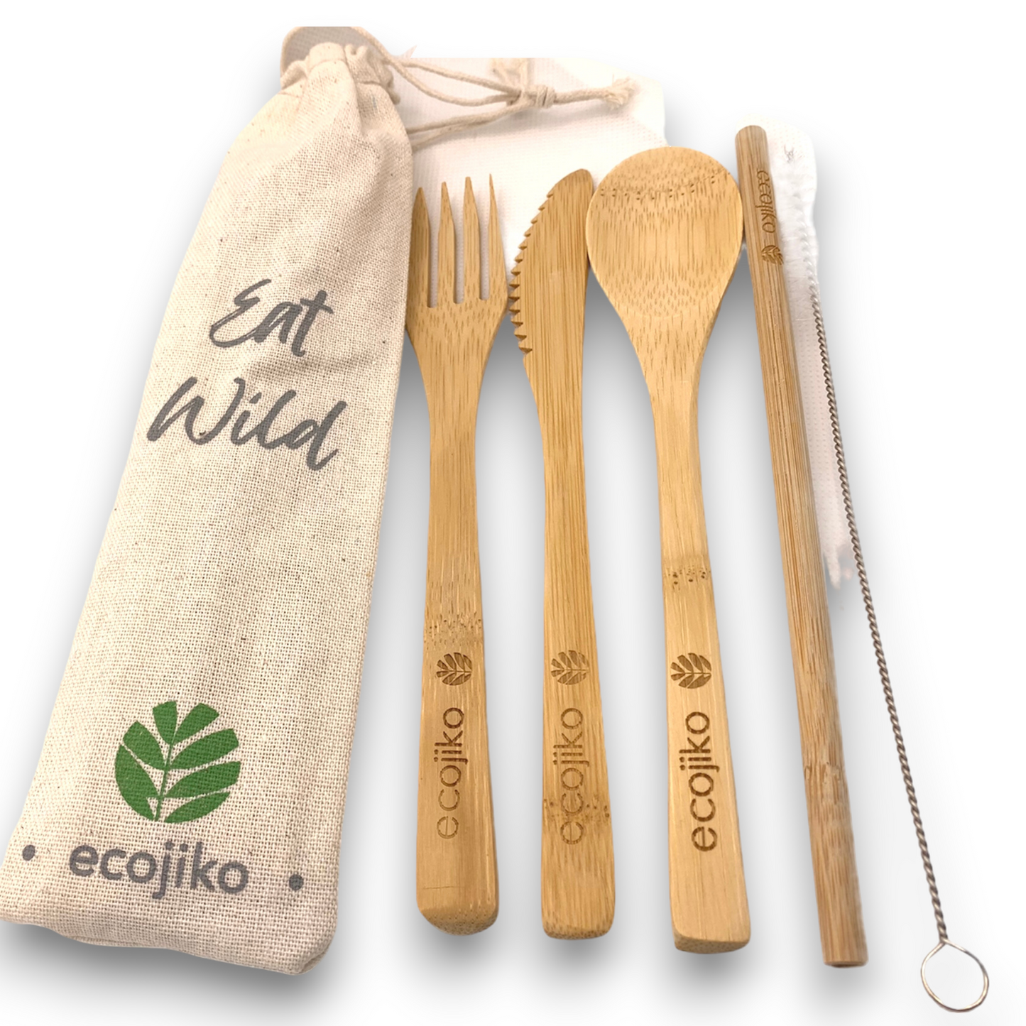 reusable wood cutlery set