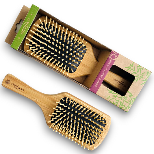 bamboo plastic free paddle hair brush