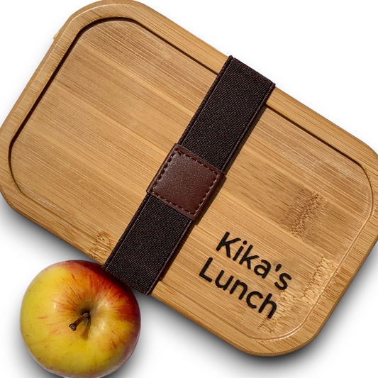 personalised wood stainless steel reusable lunch box
