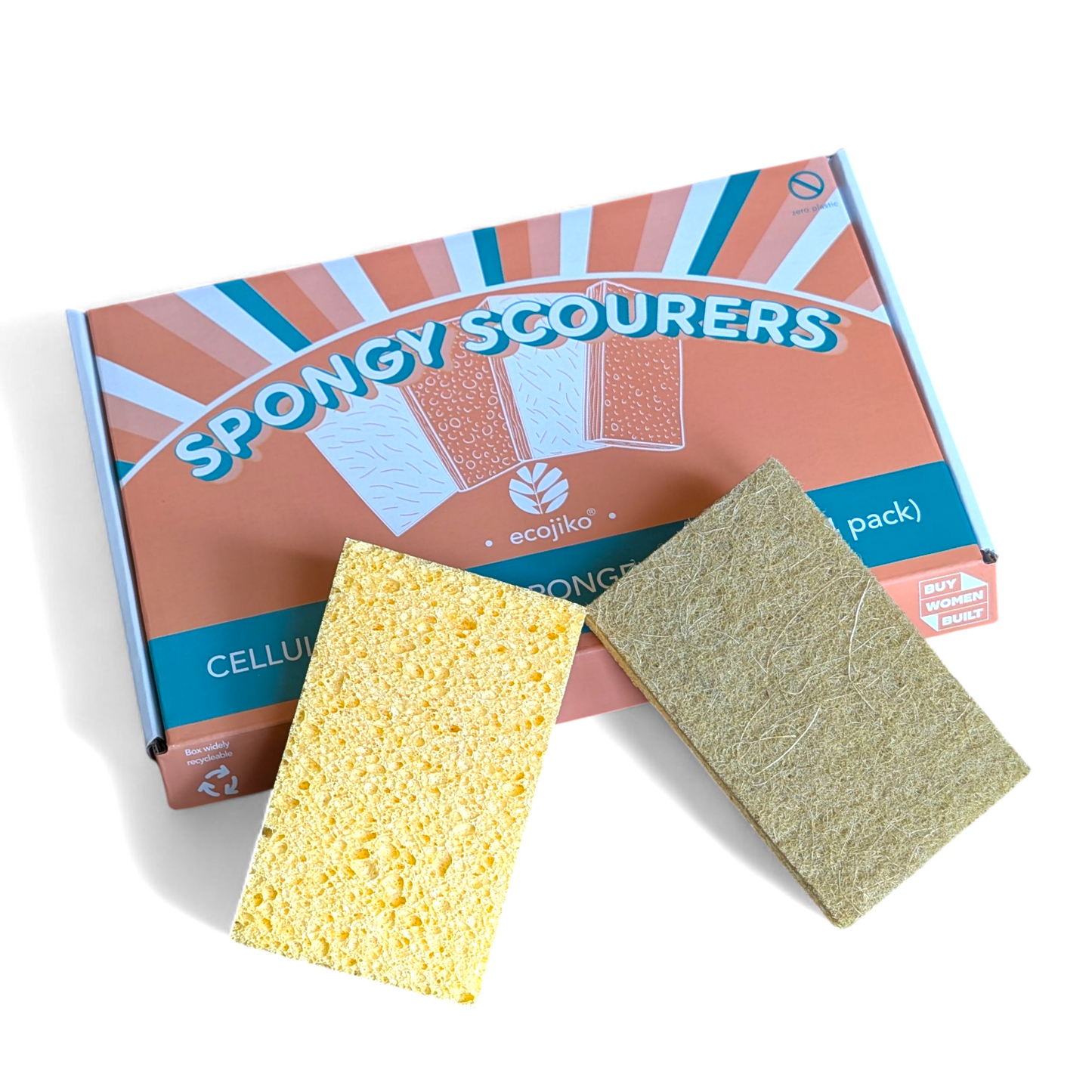 Eco Sponge Scourers | Plastic Free Kitchen Washing Up Sponge Scourers (4 pack)