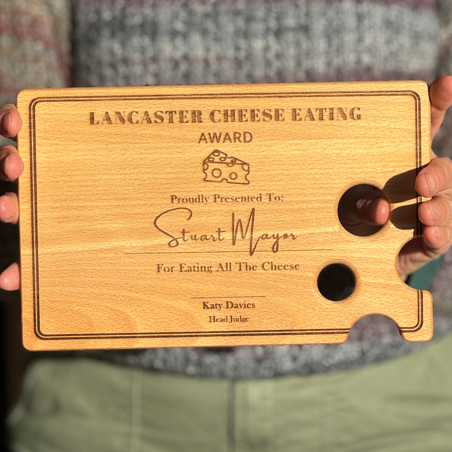 Personalised Engraved Cheese Lovers Wooden Board, Sustainable Chopping Board Personalized Cheese Serving Platter