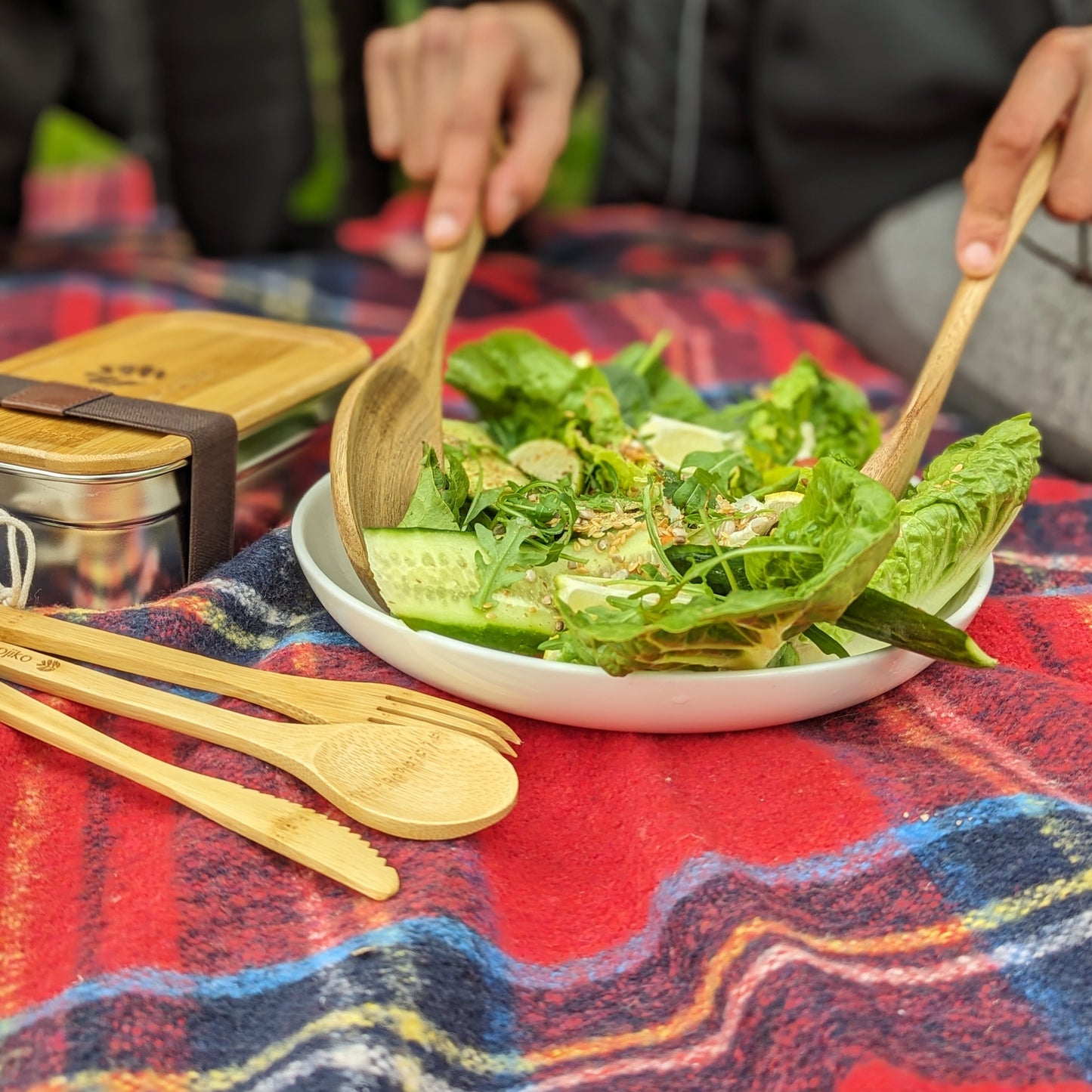 Sustainable Acacia Wooden Summer Salad Servers