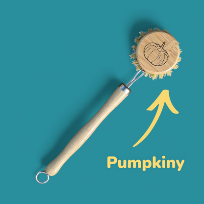 Pumpkin Design Dish Brush, Wooden Dish Brush with Replaceable Head