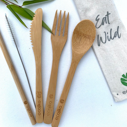 ecojiko reusable bamboo cutlery with straw