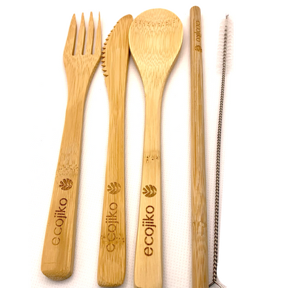 ecojiko reusable bamboo cutlery set bamboo straw picnic set