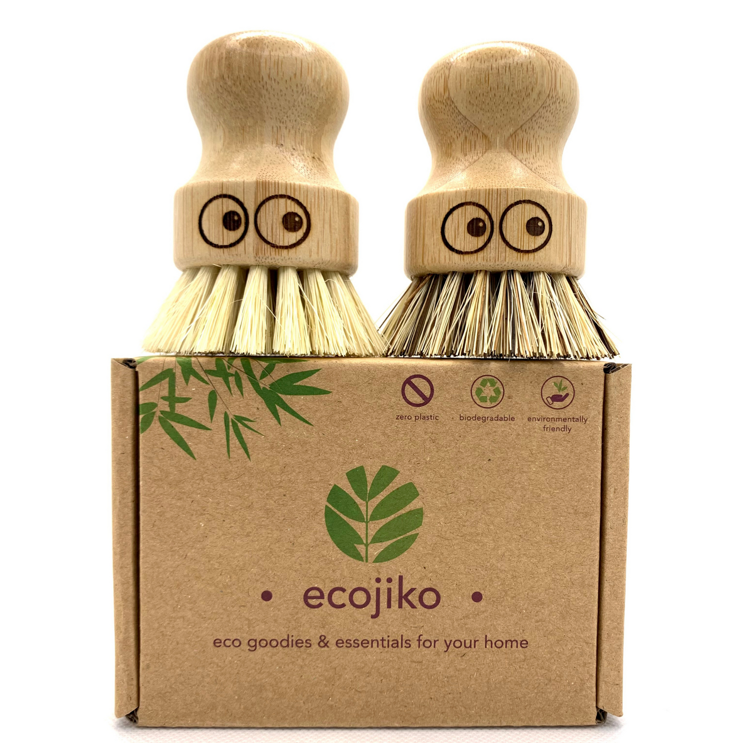 ecojiko bamboo pot scrubbing brushes with eyes 