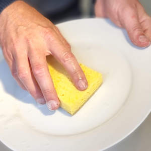 washing up with ecojiko cellulose and sisal plastic free sponge scourers